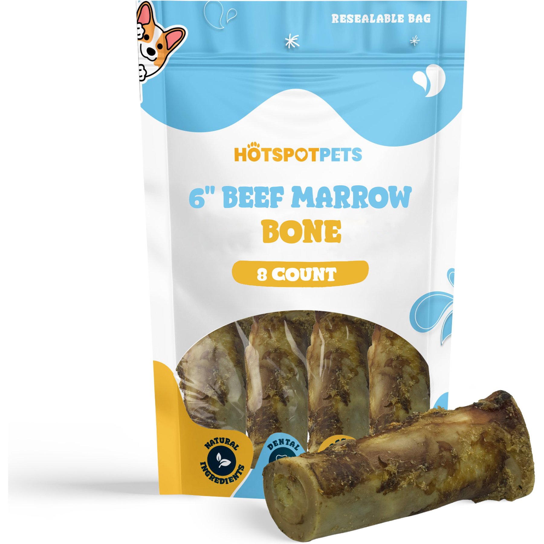 HOTSPOT PETS 6 to 8-in Meaty Beef Center Cut Bone Dog Treats, Large, 8 count
