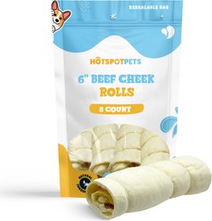 HOTSPOT PETS 6-in Beef Cheek Roll Dog Treats, Jumbo, 8 count