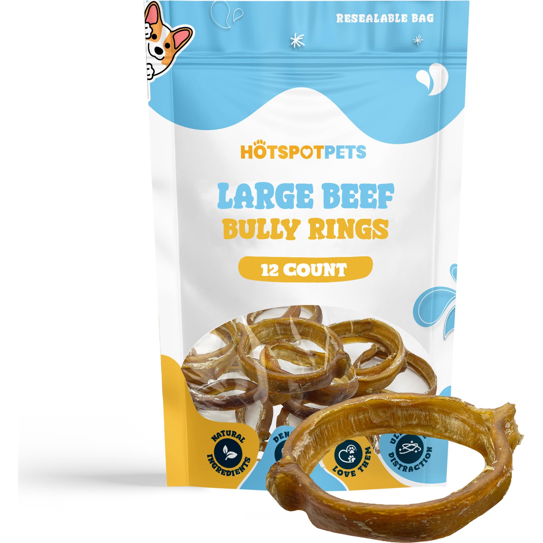 HOTSPOT PETS 4 to 5-in Beef Bully Rings Dog Treats, Large, 12 count