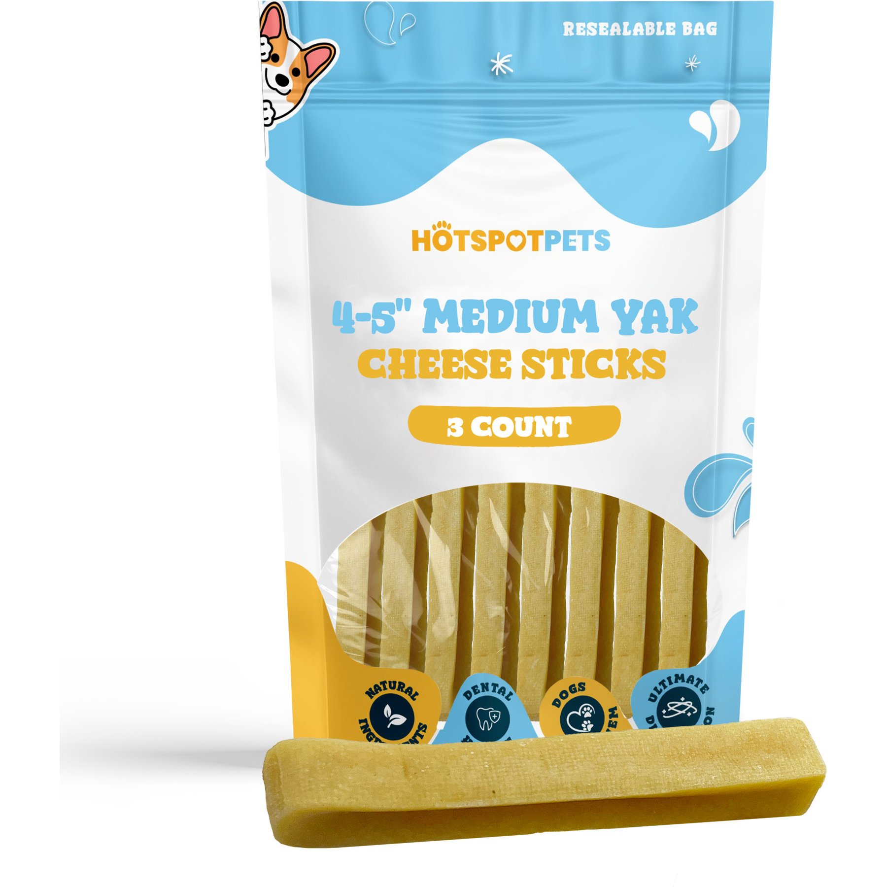 HOTSPOT PETS 4 to 5-in Himalayan Yak Cheese Dog Chew Treats, Medium, 3 count