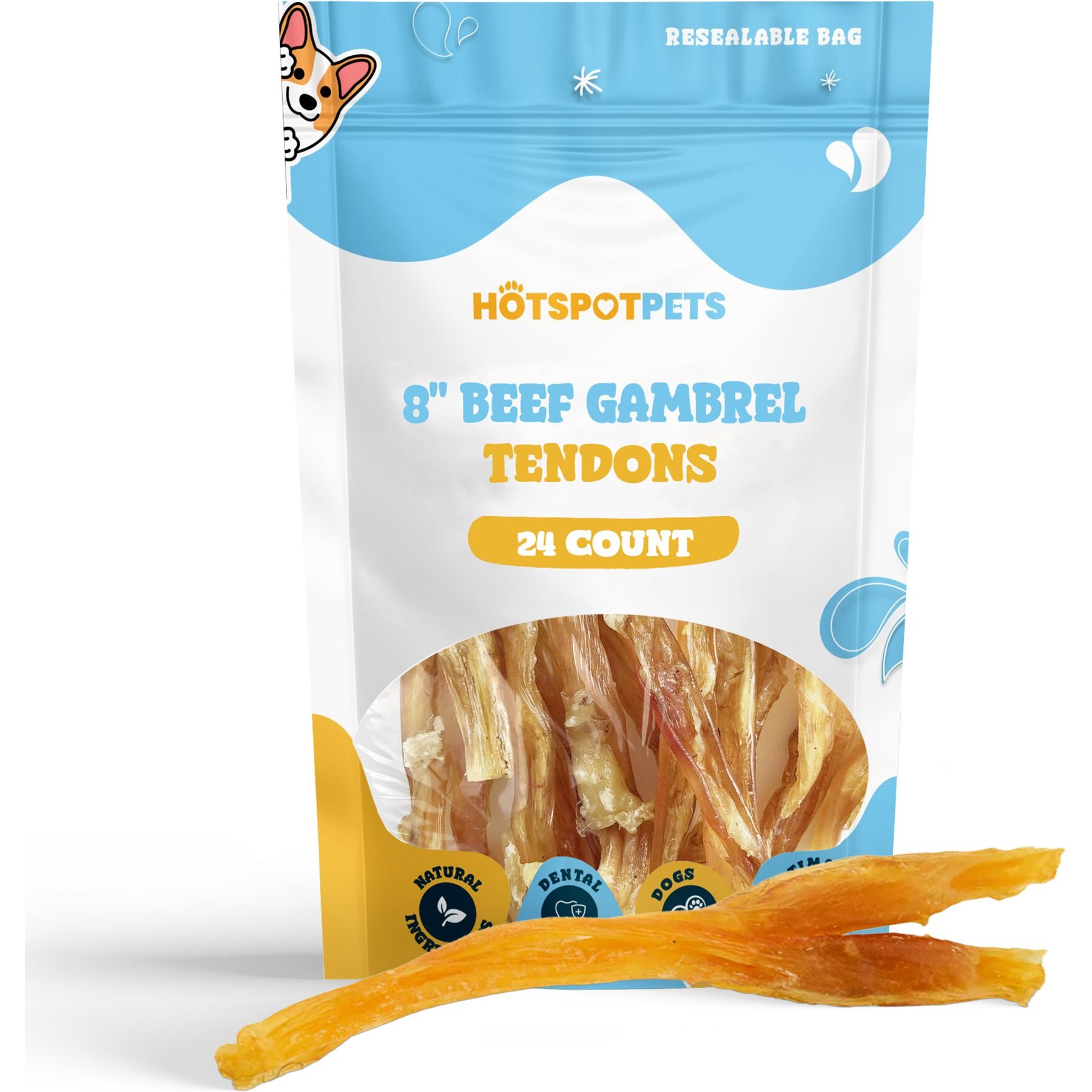 HOTSPOT PETS 6 to 8-in Meaty Beef Tendons Dog Treats, 24 count