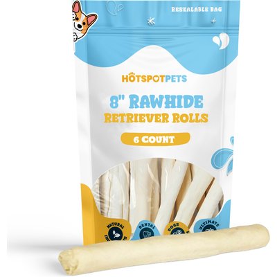 HOTSPOT PETS HOTSPOT PETS 7 to 8-in Retriever Rolls Rawhide Dog Treats, 6 count