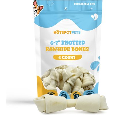 HOTSPOT PETS HOTSPOT PETS 6 to 7-in Knotted Bones Rawhide Dog Treats, 6 count
