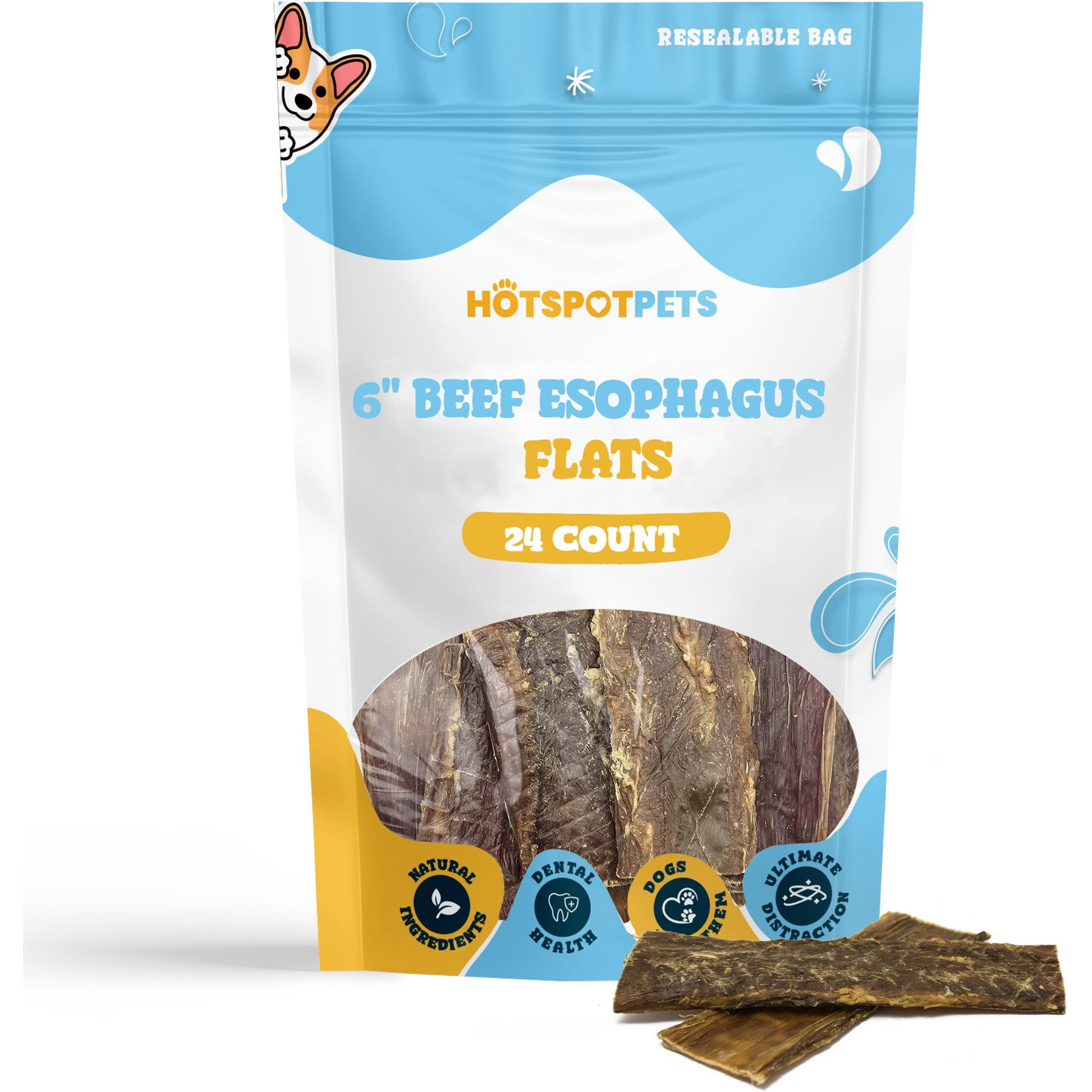 HOTSPOT PETS 6-in Flat Beef Gullet Dog Treats, 24 count