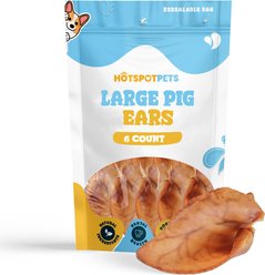 HOTSPOT PETS Whole Pig Ears Dog Chew Treats, Large, 6 count