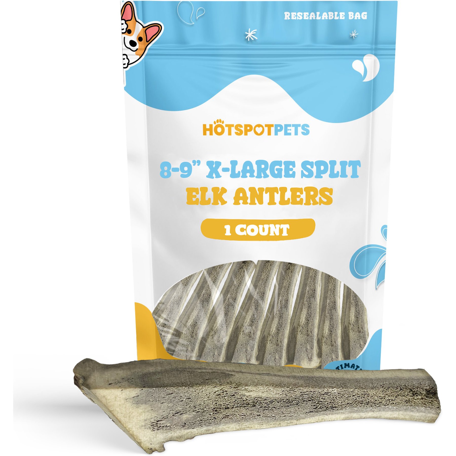 HOTSPOT PETS 8 to 9-in Split Elk Antlers Dog Treats, X-Large, 1 count