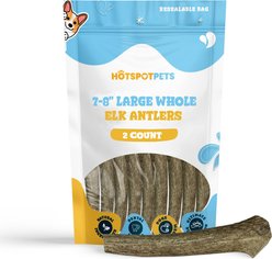 HOTSPOT PETS 7 to 8-in Whole Elk Antlers Dog Treats, Large, 2 count
