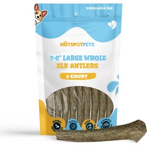 HOTSPOT PETS 7 to 8-in Whole Elk Antlers Dog Treats, Large, 2 count