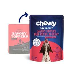 Chewy Made Savory Toppers Beef Recipe in Gravy Grain-Free Dog Food Topper (FORMERLY AMERICAN JOURNEY), 3-oz pouch, case of 24