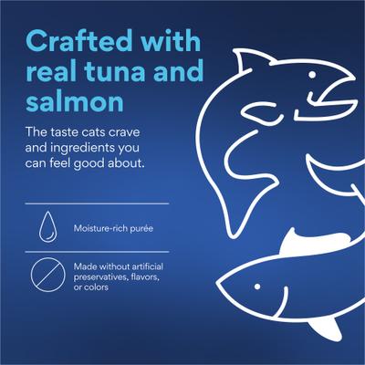 Show full view: Chewy Made Lickable Puree Tuna & Salmon Recipe Grain-Free Cat Treat, 0.5-oz tube, 32 count slide 6 of 10