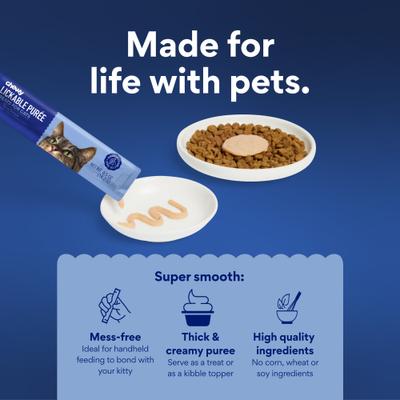 Show full view: Chewy Made Lickable Puree Tuna Recipe Grain-Free Cat Treat, 0.5-oz tube, 32 count slide 7 of 10