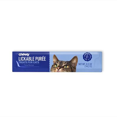 Show full view: Chewy Made Lickable Puree Tuna Recipe Grain-Free Cat Treat, 0.5-oz tube, 32 count slide 4 of 10