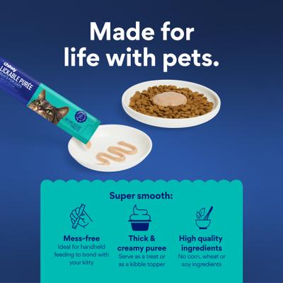 Show full view: Chewy Made Lickable Puree Salmon Recipe Grain-Free Cat Treat, 0.5-oz tube, 32 count slide 7 of 10