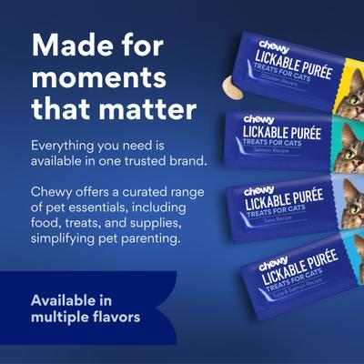 Show full view: Chewy Made Lickable Puree Variety Pack Grain-Free Cat Treats, 0.5-oz tube, 32 count slide 9 of 10