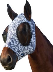 WeatherBeeta ComFiTec Stretch Horse Fly Mask with Ears, White/Navy Floral Print, X-Small