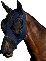 WeatherBeeta ComFiTec Luxe Stretch Horse Fly Mask with Ears & Nose, Navy/Black, X-Small