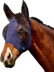 WeatherBeeta ComFiTec Deluxe Stretch Horse Fly Mask with Ears, Navy/Black, Small