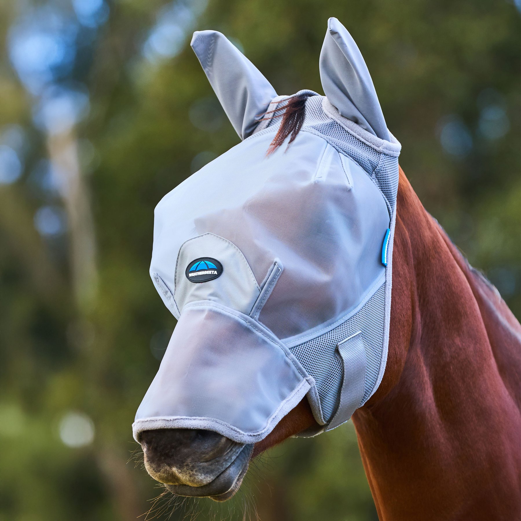 WeatherBeeta ComFiTec Fine Mesh Horse Fly Mask with Ears & Nose, Grey, Medium