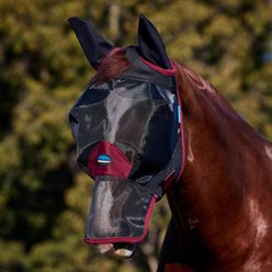 WeatherBeeta ComFiTec Fine Mesh Horse Fly Mask with Ears & Nose, Black/Burgundy, Large