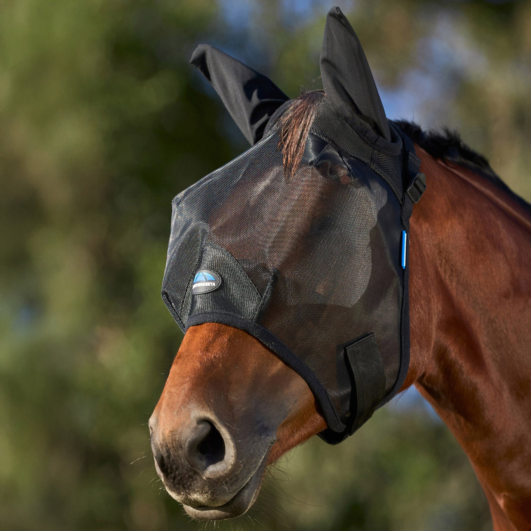 WeatherBeeta ComFiTec Insect Guard Horse Fly Mask with Ears, Black, Large