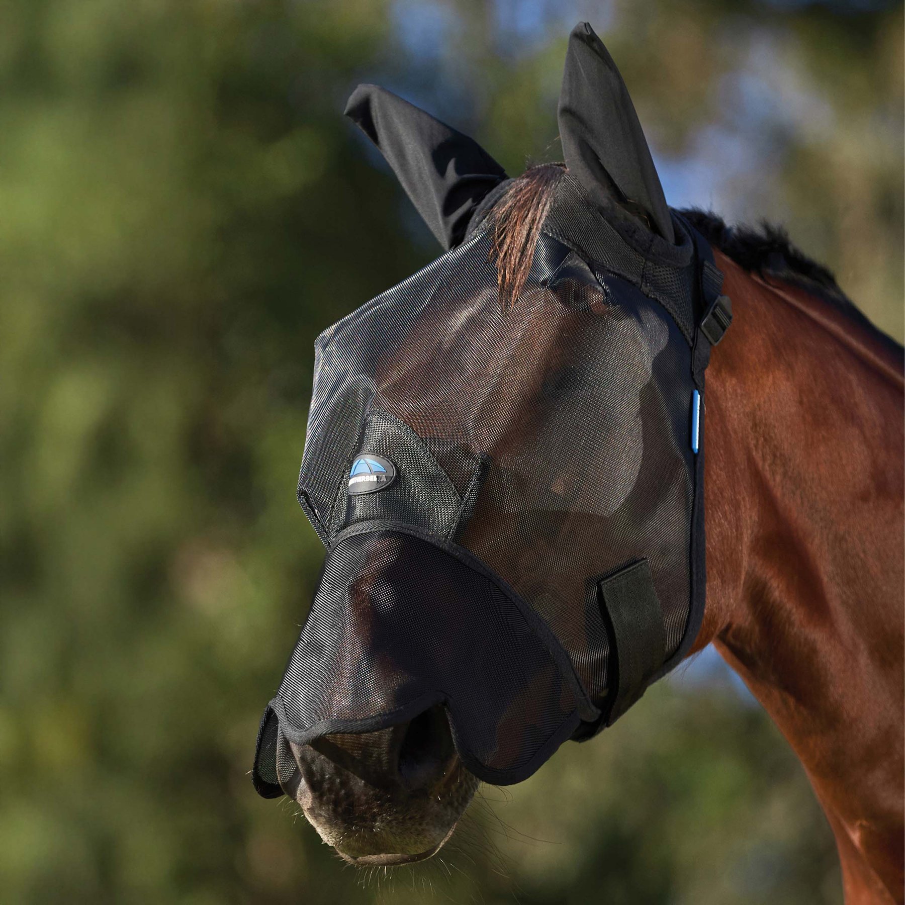 WeatherBeeta ComFiTec Insect Guard Horse Fly Mask with Ears & Nose, Black, Small
