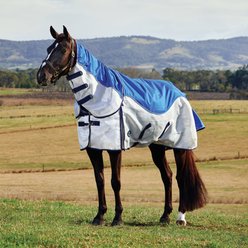 WeatherBeeta ComFiTec Duo Shield Detach-A-Neck Horse Turnout, Blue/Silver/Navy, 69-in