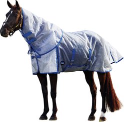 WeatherBeeta ComFiTec Ripshield Detach-A-Neck Horse Fly Sheet, White/Cobalt, 75-in slide 2 of 9