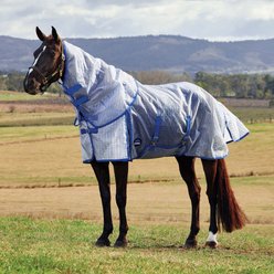 WeatherBeeta ComFiTec Ripshield Detach-A-Neck Horse Fly Sheet, White/Cobalt, 84-in