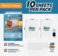 Panther Armor Scratch Furniture 5 X-Large & 5 Large Cat Protector Sheets Matte Finish Couch & Sofa Guard with Twist Pins, 10 count slide 2 of 7
