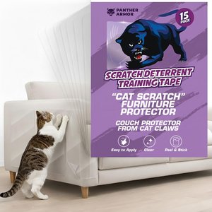 Panther Armor Scratch Furniture Double-Sided Sticky Training Protector 7 X-Large, 6 Large & 2 Medium Cat Tape Sheets, 15 count