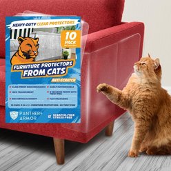 Panther Armor Scratch Furniture 5 X-Large & 5 Large Cat Protector Sheets Clear Couch & Sofa Guard with Twist Pins, 10 count