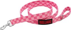 BullHug Padded Nylon Dog Leash, 6-ft long, 1-in wide, Pink Checkers