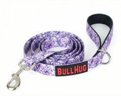 BullHug Padded Nylon Dog Leash, 6-ft long, 1-in wide, Purple Floral