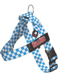 BullHug Checkered Adjustable No Choke & No Pull Dog Harness, Blue, Medium: 24 to 29-in chest