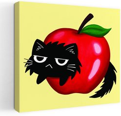Trend Board Life Apple Cat Exclusive Canvas Wall Art Pet Gift Decor, Multicolor, 32 x 32-in