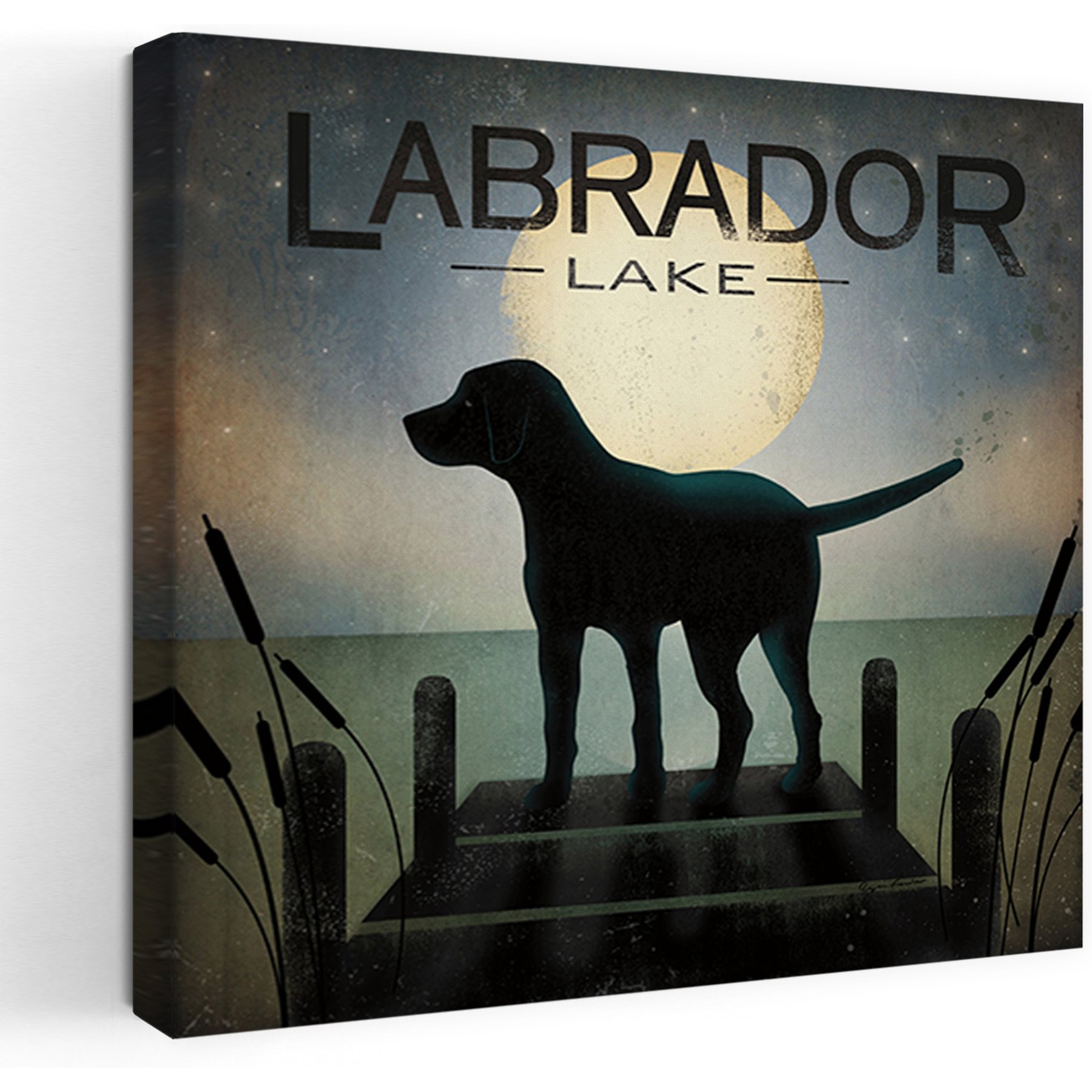 Trend Board Life Moonrise Black Dog Canvas Wall Art Pet Gift Decor, Multicolor, 24 x 24-in