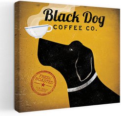 Trend Board Life Black Dog Coffee Canvas Wall Art Pet Gift Decor, Multicolor, 18 x 18-in