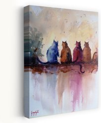 Trend Board Life Cats 4 Canvas Wall Art Pet Gift Decor, Multicolor, 18 x 12-in