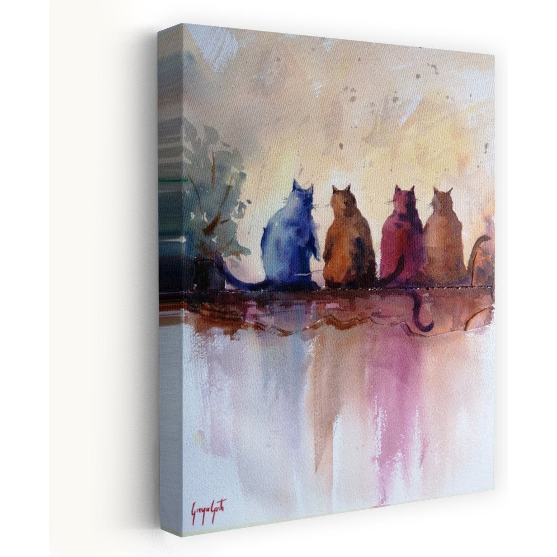 Trend Board Life Cats 4 Canvas Wall Art Pet Gift Decor, Multicolor, 18 x 12-in