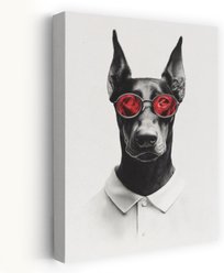 Trend Board Life Doberman In Polo Shirt Canvas Wall Art Pet Gift Decor, Multicolor, 18 x 12-in
