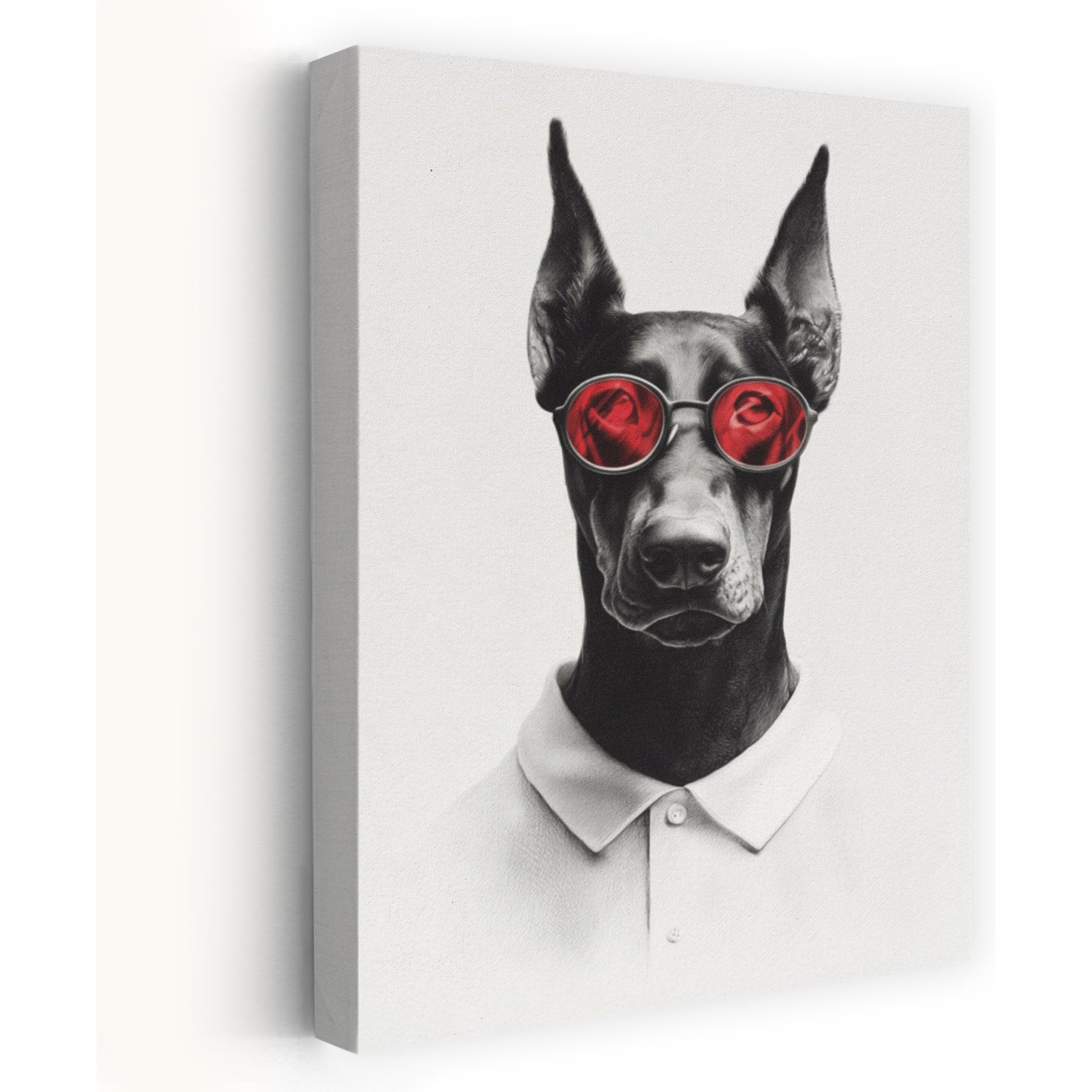 Trend Board Life Doberman In Polo Shirt Canvas Wall Art Pet Gift Decor, Multicolor, 18 x 12-in