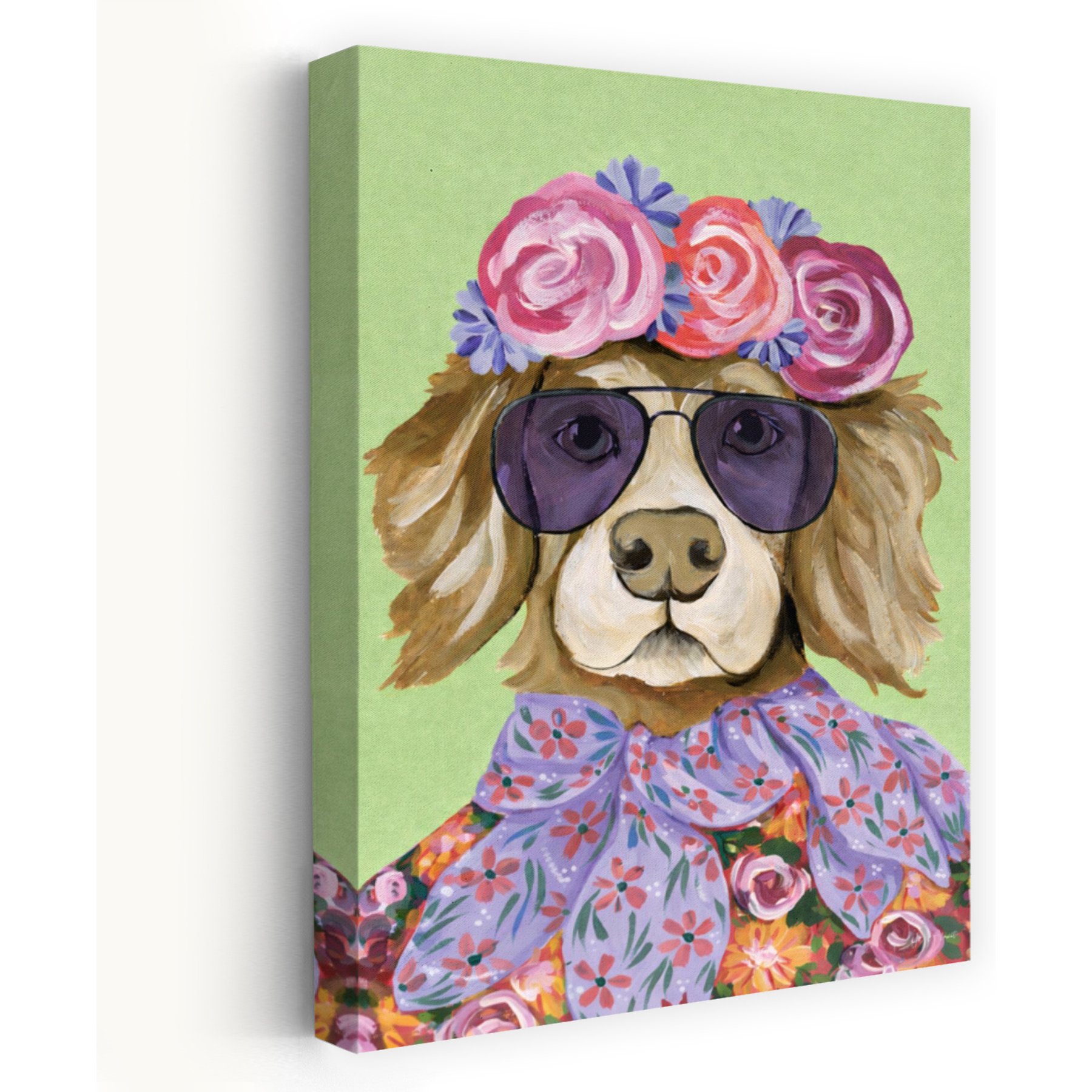 Trend Board Life Glitzy Golden Retriever Exclusive Canvas Wall Art Pet Gift Decor, Multicolor, 24 x 16-in