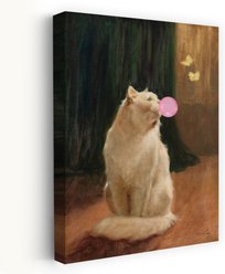 Trend Board Life Bubble Gum & Cat Canvas Wall Art Pet Gift Decor, Multicolor, 18 x 12-in
