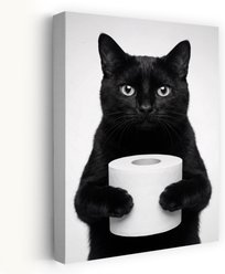 Trend Board Life Cat Holding Toilet Roll Canvas Wall Art Pet Gift Decor, Multicolor, 18 x 12-in