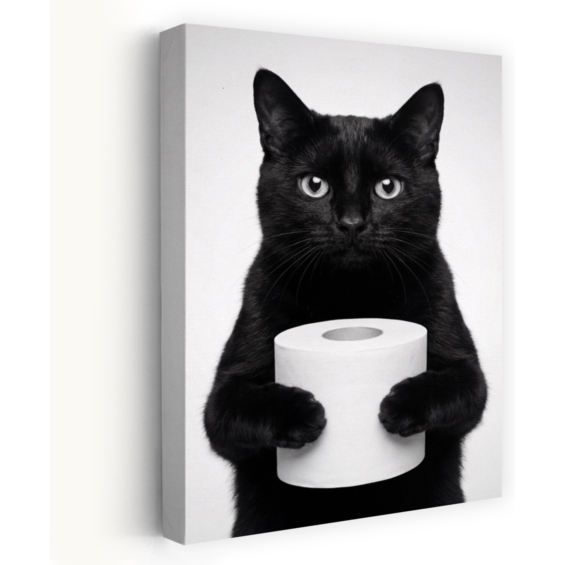 Trend Board Life Cat Holding Toilet Roll Canvas Wall Art Pet Gift Decor, Multicolor, 24 x 16-in