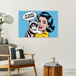 Trend Board Life He Hates Everyone Canvas Wall Art Pet Gift Decor, Multicolor, 36 x 24-in slide 2 of 9