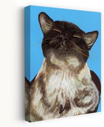 Trend Board Life Paloma Siamese Cat Blue Background By Renee Machan Canvas Wall Art Pet Gift Decor, Multicolor, 36 x 24-in