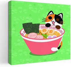 Trend Board Life Ramen Cat Exclusive Canvas Wall Art Pet Gift Decor, Multicolor, 32 x 32-in