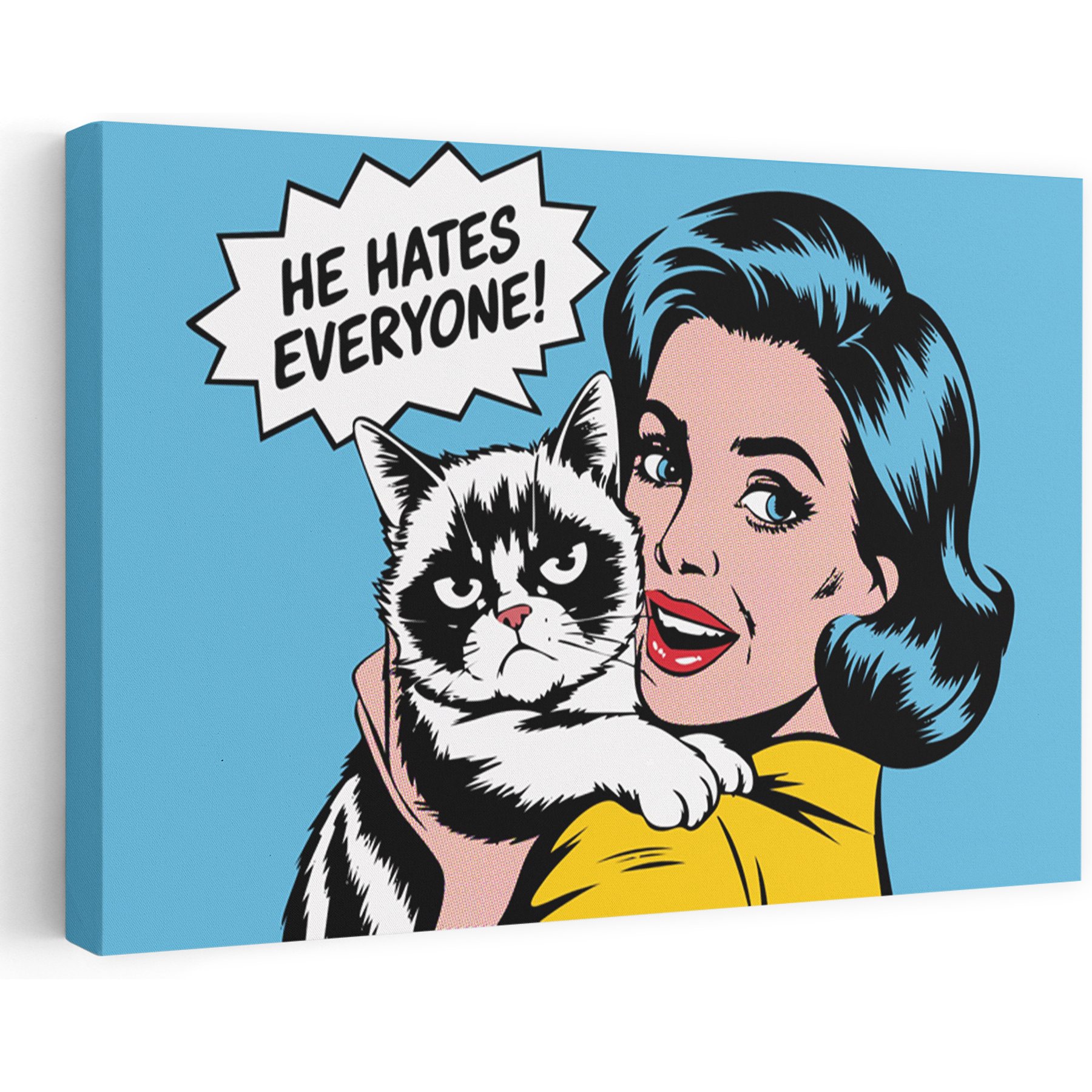 Trend Board Life He Hates Everyone Canvas Wall Art Pet Gift Decor, Multicolor, 36 x 24-in