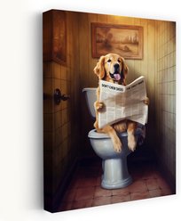 Trend Board Life Dog in the Toilet Canvas Wall Art Pet Gift Decor, Multicolor, 36 x 24-in